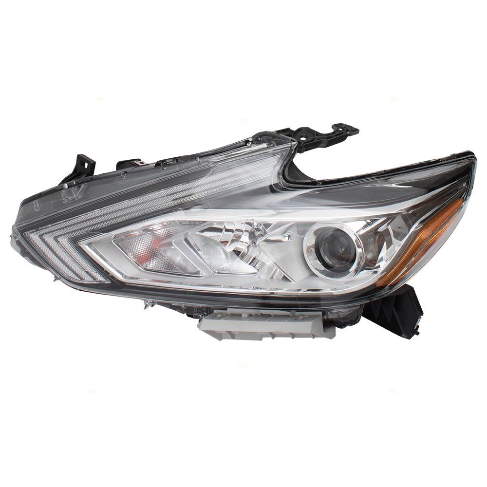 Brock Replacement Halogen Headlamp for 2016-2018 Altima Sedan Driver Left w/ Chrome Housing Compatible with 260609HS0A