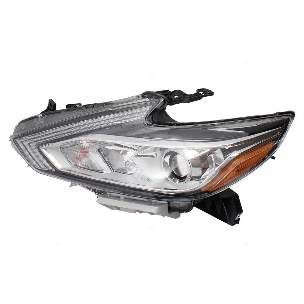 Brock Replacement Halogen Headlamp for 2016-2018 Altima Sedan Driver Left w/ Chrome Housing Compatible with 260609HS0A