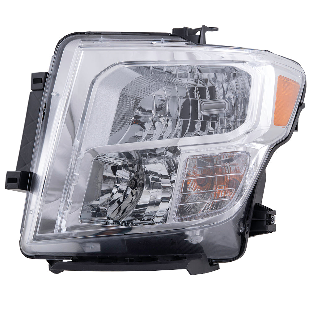 Brock Replacement Passenger Side Halogen Combination Headlight Assembly Compatible with 2017-2019 Nissan Titan/ 2016-2019 Titan XD