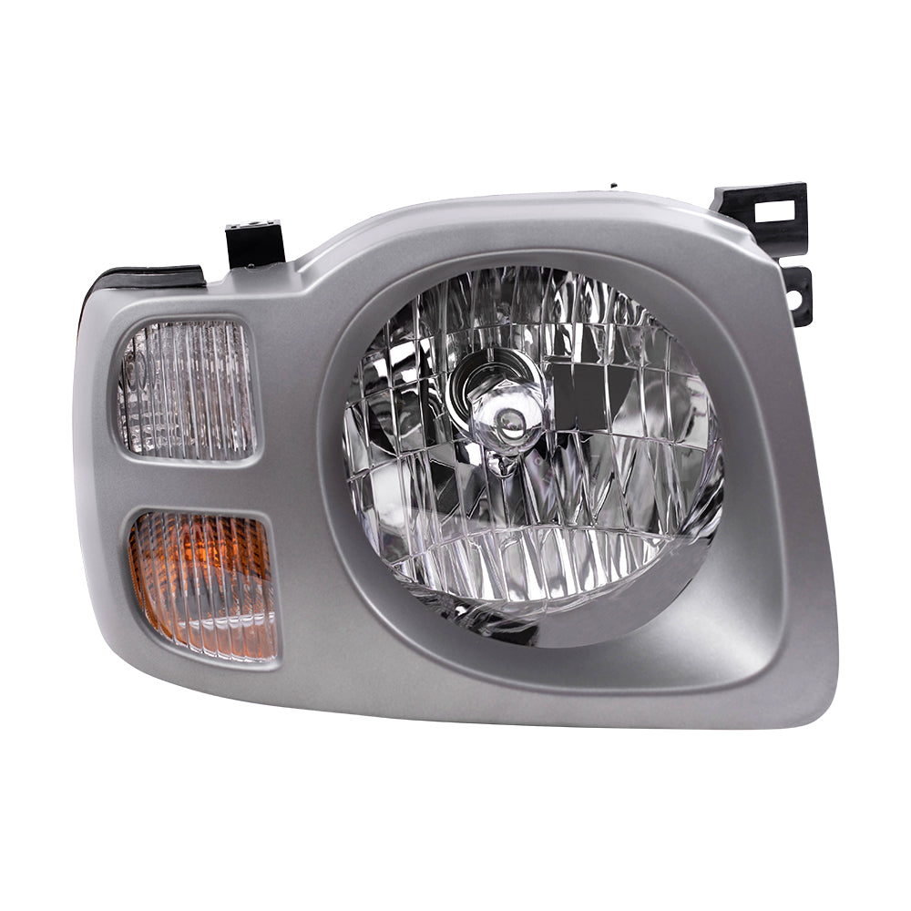 Brock Replacement Passengers Headlight Headlamp with Silver Bezel Compatible with 02-04 XTerra SUV 260107Z826