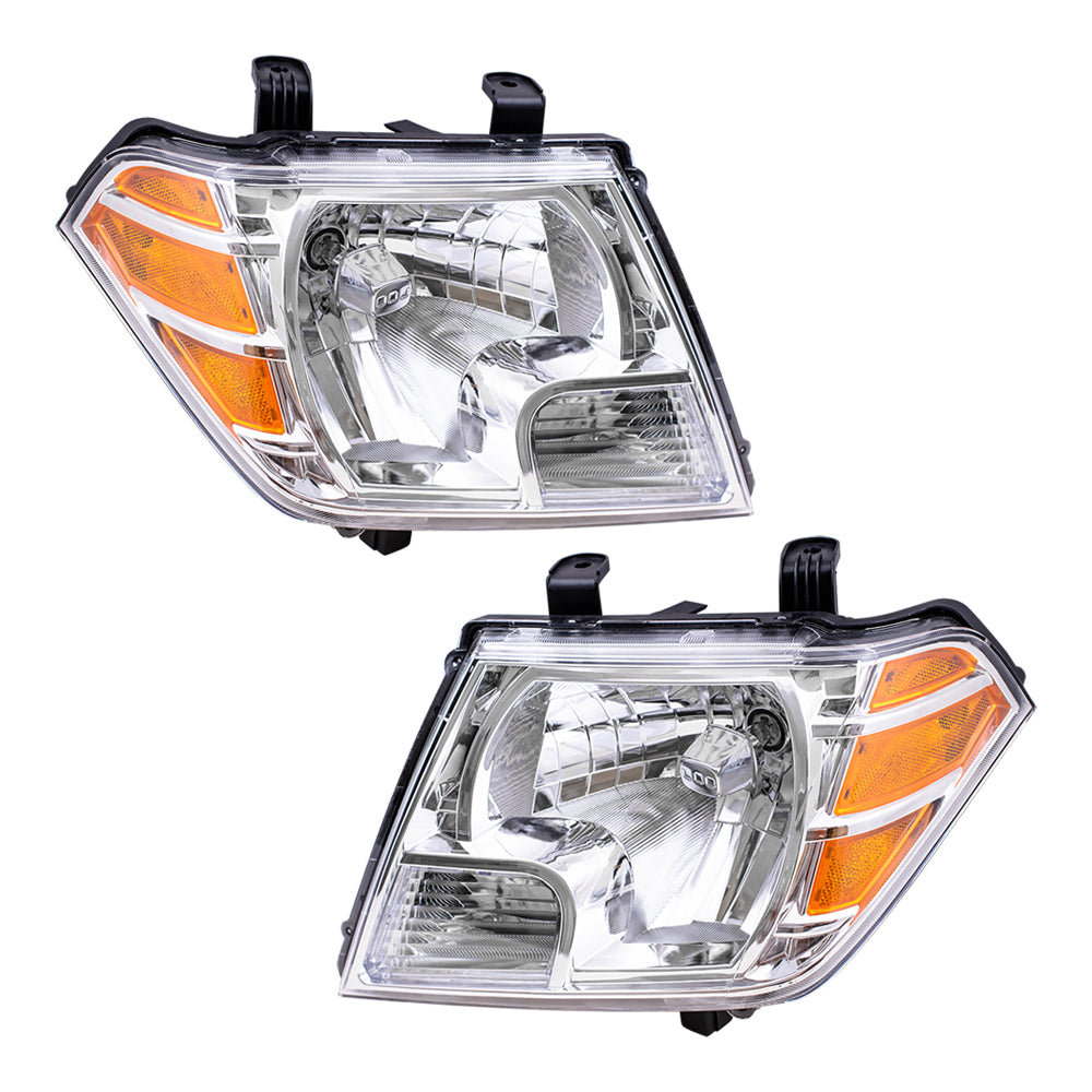 Brock Replacement for Pair Set Combination Headlights Headlamps Compatible with 09-19 Frontier Pickup Truck 26060ZL40A 26010ZL40A