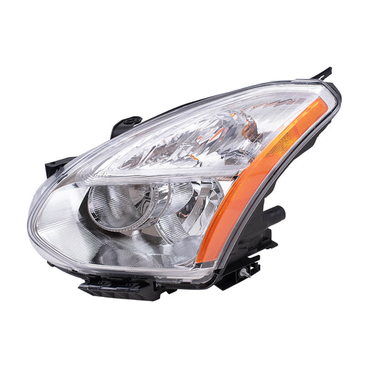 Brock Replacement Drivers Halogen Combination Headlight Headlamp Chrome Bezel w/ Ribbed Signal Lens Compatible with 11-13 Rogue 26060-1VK0B