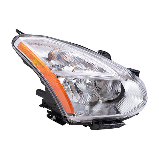 Brock Replacement Passengers Halogen Combination Headlight Headlamp Ribbed Signal Lens Chrome Bezel Compatible with 11-13 Rogue 26010-1VK0B