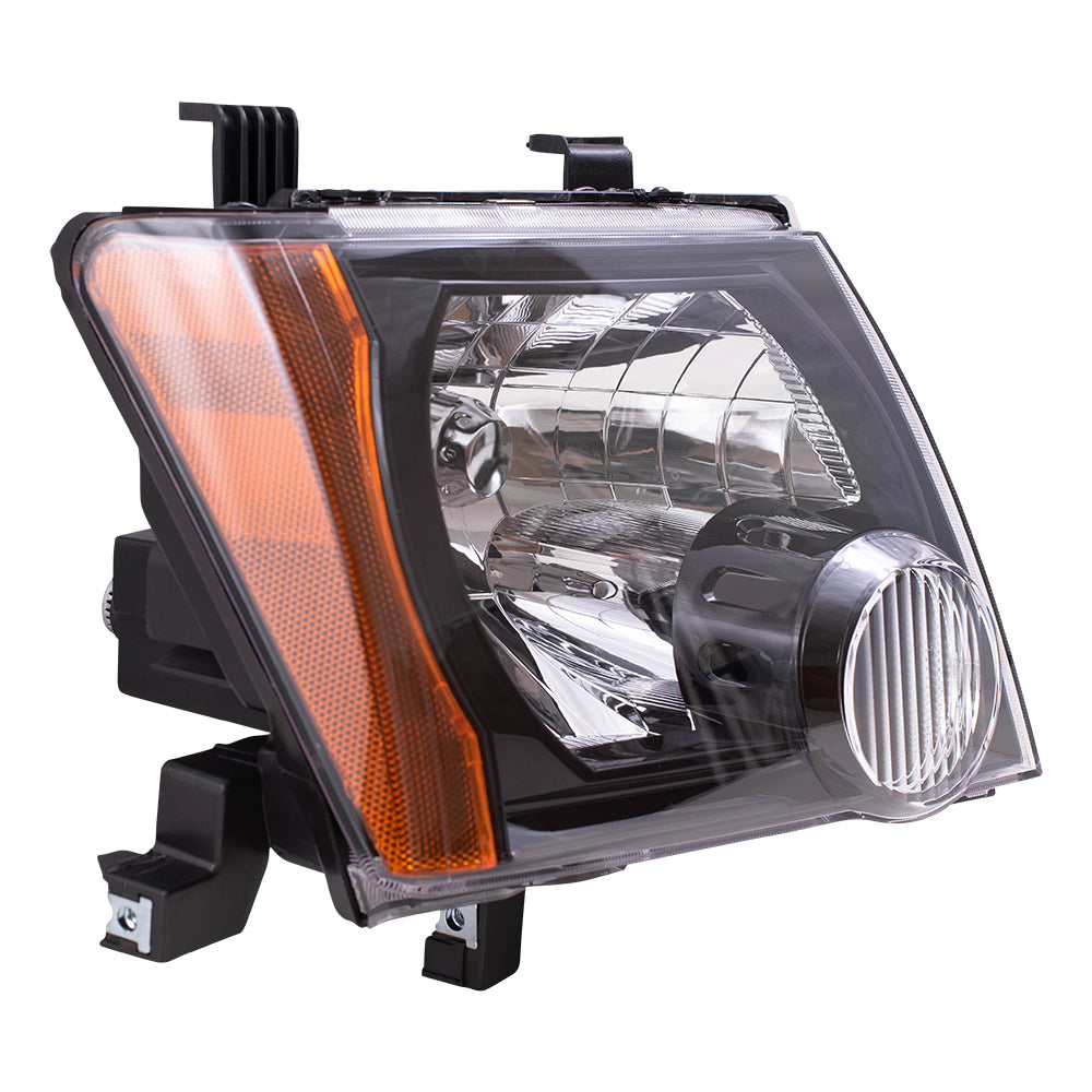 Brock Replacement Driver and Passenger Side Halogen Combination Headlight Assemblies with Black Bezel Compatible with 2009-2015 Xterra S/X Models