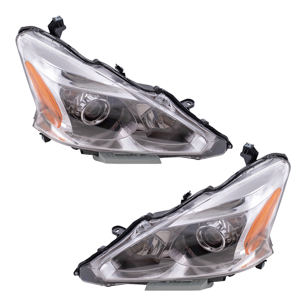 Brock Replacement for Driver and Passenger Halogen Headlights Headlamps Compatible with 13-15 Altima 26060-3TA0A 26010-3TA0A