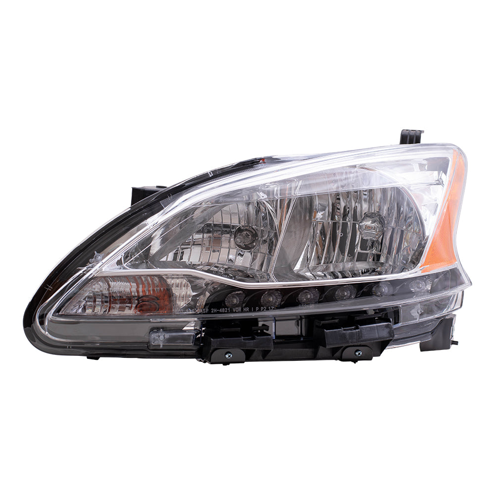 Brock Replacement Drivers Halogen Combination Headlight Headlamp w/ LED Accents Compatible with 13-15 Sentra 26060-3SG2A