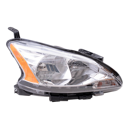 Brock Replacement Passengers Halogen Combination Headlight Headlamp w/ LED Accents Compatible with 13-15 Sentra 26010-3SG2A