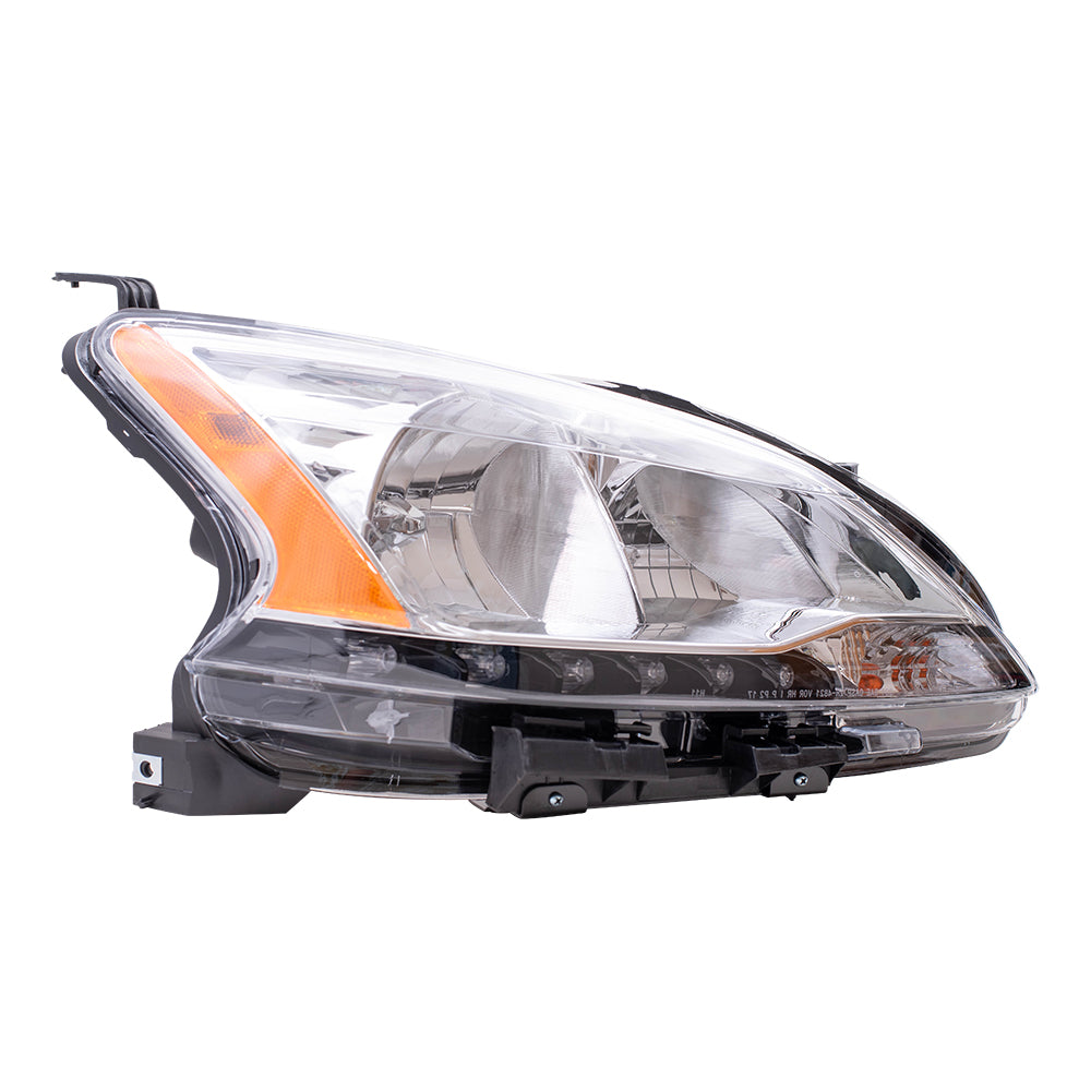 Brock Replacement Passengers Halogen Combination Headlight Headlamp w/ LED Accents Compatible with 13-15 Sentra 26010-3SG2A