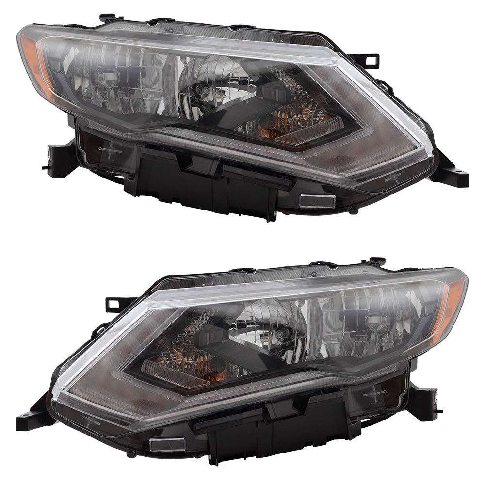 Brock Replacement Pair Halogen Headlights Compatible with 17-19 Rogue