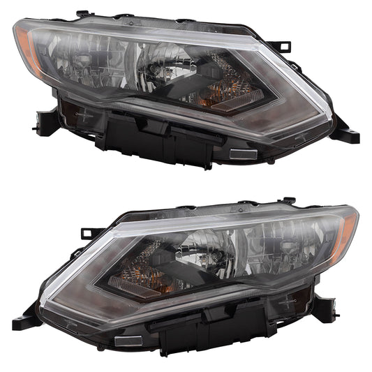 Brock Replacement Pair Halogen Headlights Compatible with 17-19 Rogue