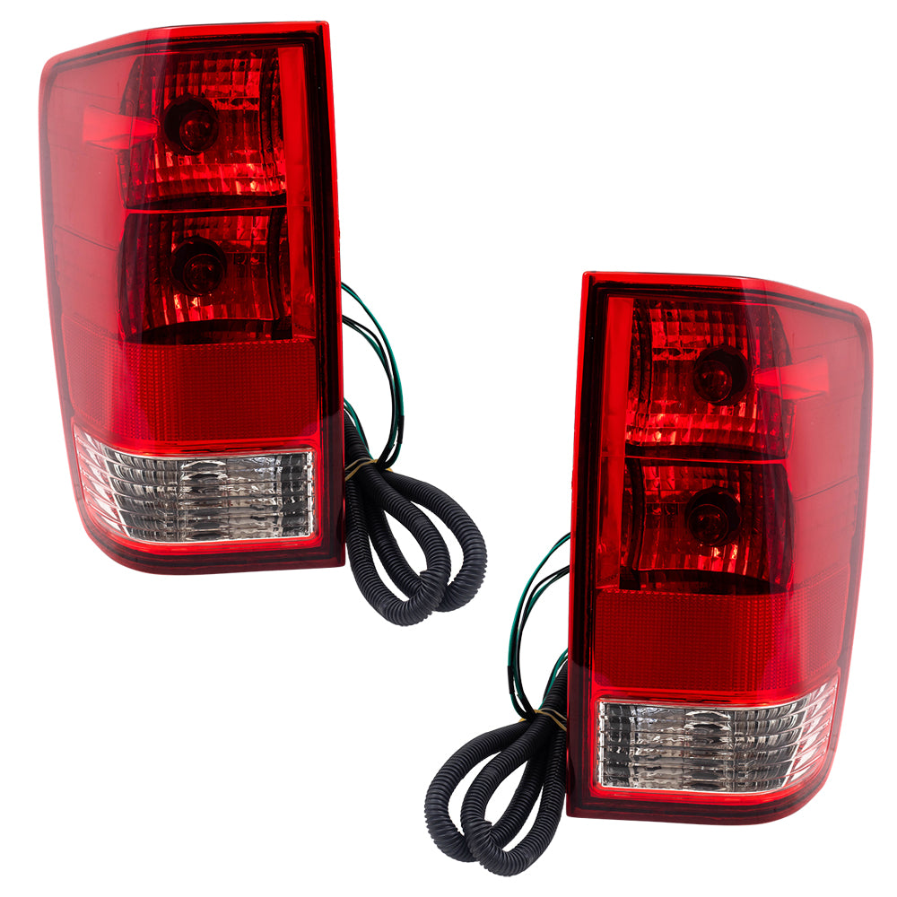 Brock Replacement Driver and Passenger Taillights Tail Lamps Compatible with 2004-2015 Titan Pickup Truck 265557S227 26550ZH225