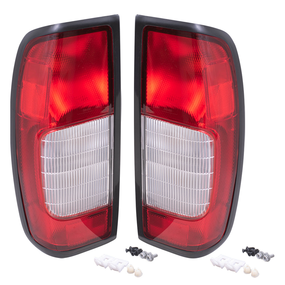 Brock Replacement Driver and Passenger Taillights Tail Lamps Compatible with 98-00 Frontier Pickup Truck 26559-3S525 26554-3S525