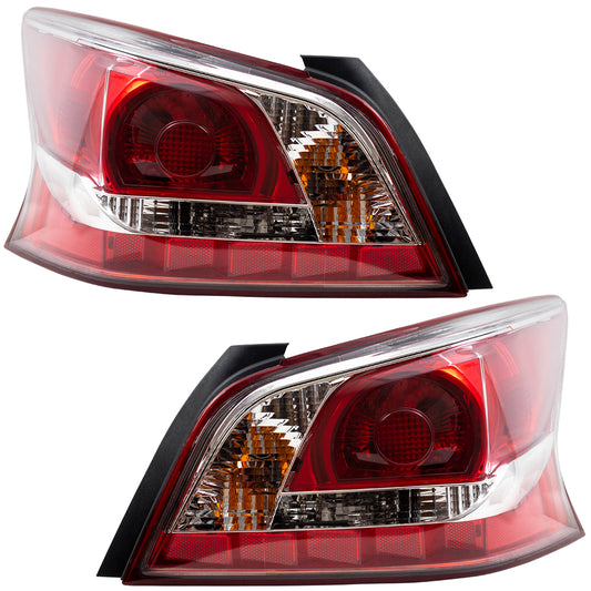 Brock Replacement Driver and Passenger Taillights Tail Lamps Lens with Red Edge Trim Compatible with 2013-2015 Altima Sedan 26555-3TA0B 26550-3TA0B