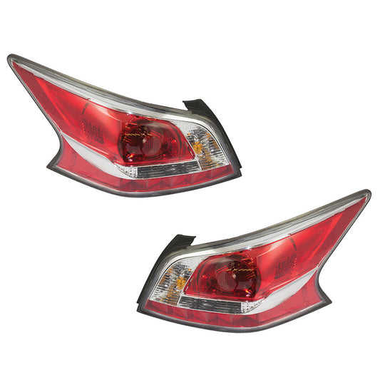 Brock Replacement Driver and Passenger Taillights Tail Lamps with Grey Edge Trim Compatible with 13-15 Altima Sedan 26555-9HM0A 26550-9HM0A