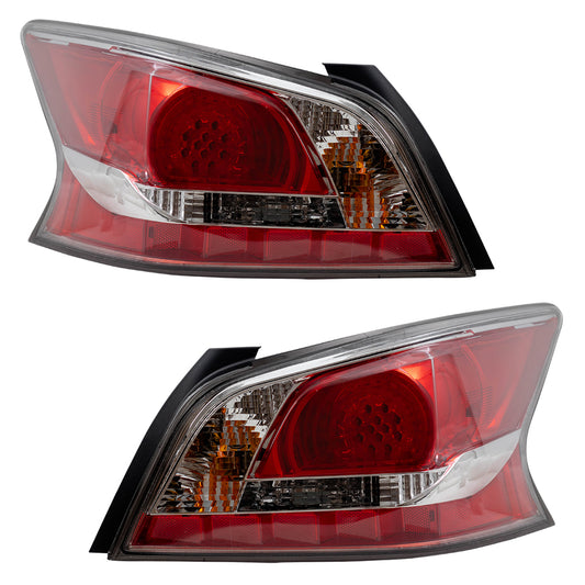 Brock Replacement Pair Tail Lights Compatible with 2014-2015 Altima Sedan Driver and Passenger Set LED Type Taillamps 265559HM2A 265509HM2A