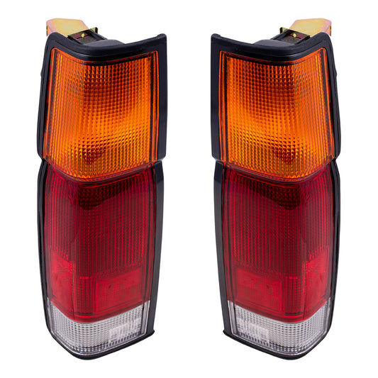 Brock Replacement Driver and Passenger Side Tail Light Assemblies Compatible with 1986-1994 D21 WITHOUT Dual Rear Wheels and 95-97 Pickup Truck B65553B300 B65503B300