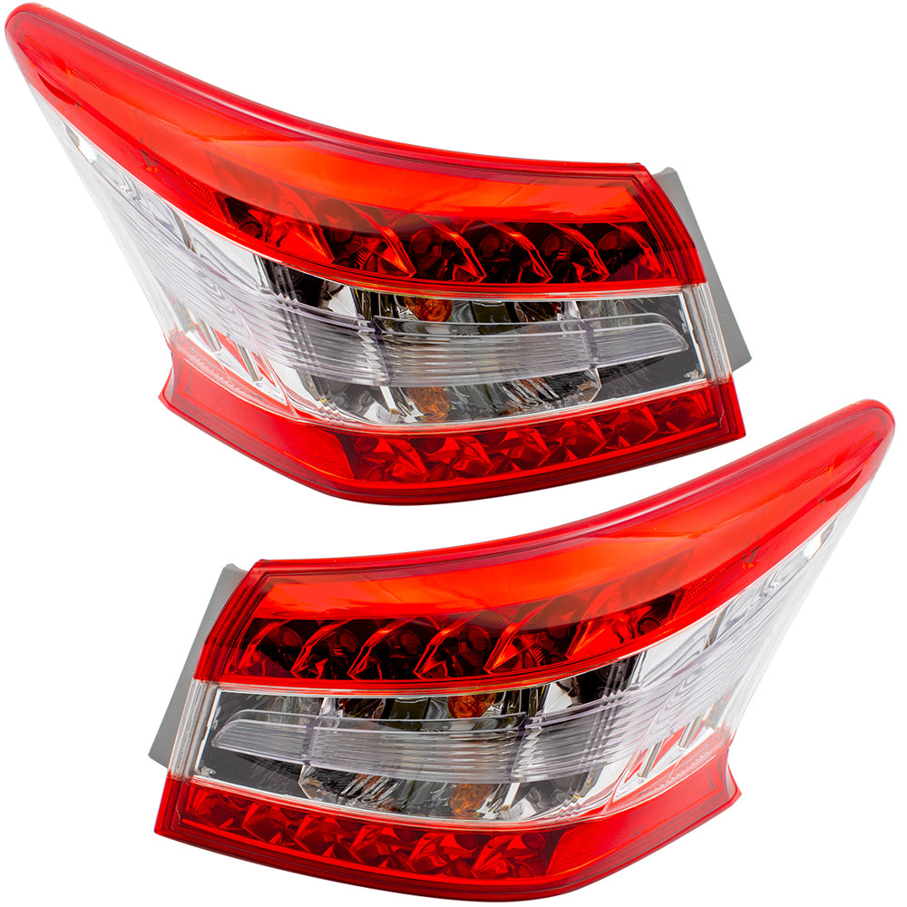 Brock Replacement Tail Lights Driver and Passenger Quarter Panel Mounted Rear Lamps Compatible with 13-15 Sentra 26555-3SG0A 26550-3SG0A