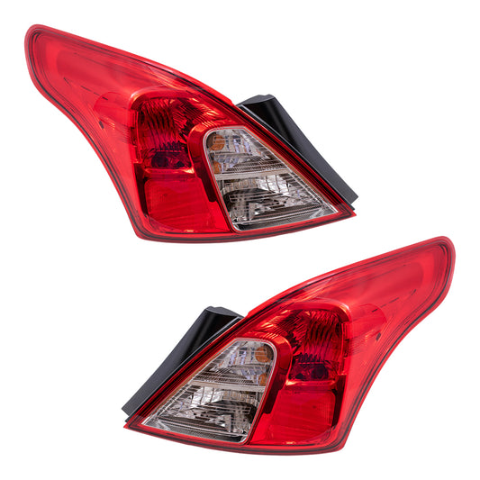 Brock Replacement Driver and Passenger Taillights Tail Lamps Compatible with 12-16 Versa Sedan 26555-3AN0A 26550-3AN0A