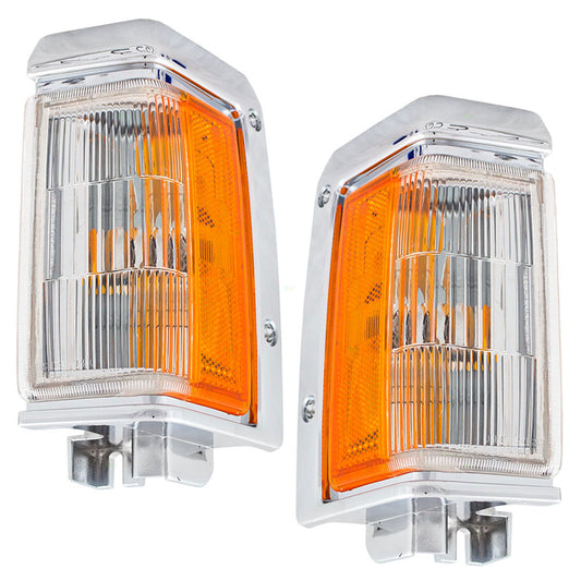 Brock Replacement Driver and Passenger Signal Side Marker Lights with Chrome Trim Compatible with 93-95 Pathfinder SUV B6115-60G00 B6110-60G00