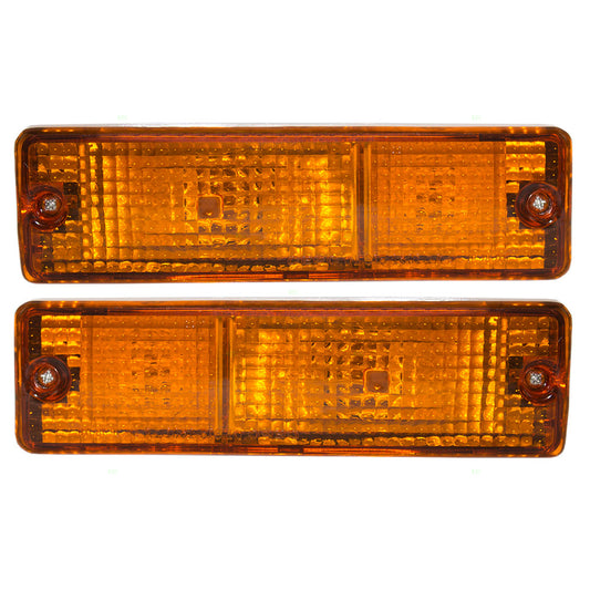 Brock Replacement Driver and Passenger Park Signal Front Marker Lights Lamps Lenses Compatible with 80-86 Pickup Truck 26125-04W00 26120-04W00