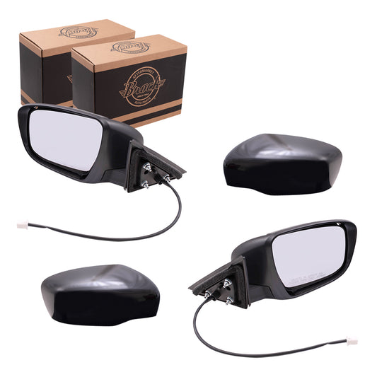 Brock Aftermarket Replacement Driver Left & Passenger Right Power Door Mirror Set Paint To Match Black Without Heat-Signal-Camera Compatible With 2014-2020 Nissan Rogue