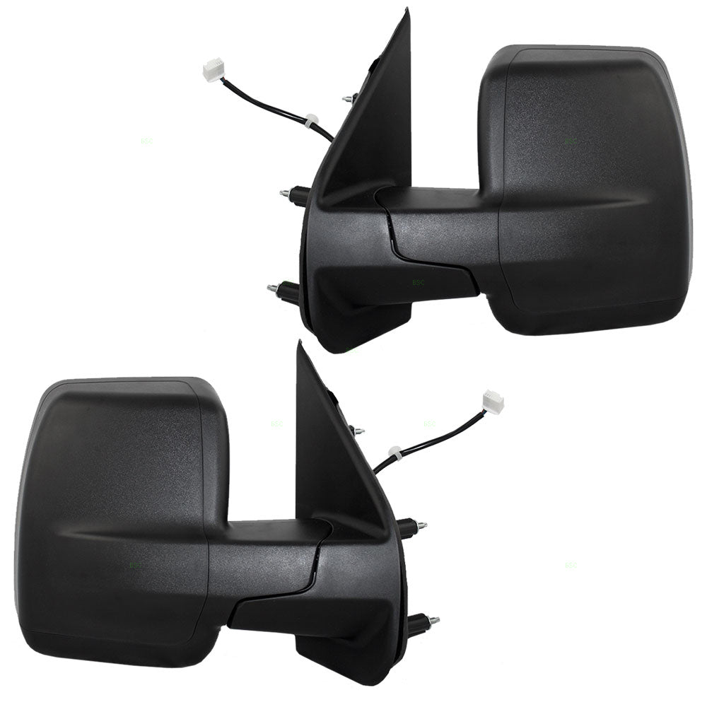 Brock Aftermarket Replacement Driver Left Passenger Right Power Mirror Set Textured Black Foldaway without Heat-Towing Package Compatible with 2012-2018 Nissan NV1500