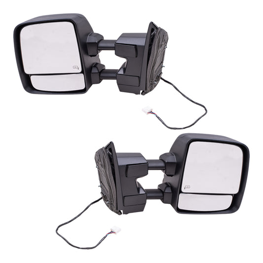 Brock Aftermarket Replacement Part Driver and Passenger Side Power Tow Mirrors Textured Black with Heat, Signal, and Puddle Light Compatible with 2016-2019 Nissan Titan XD