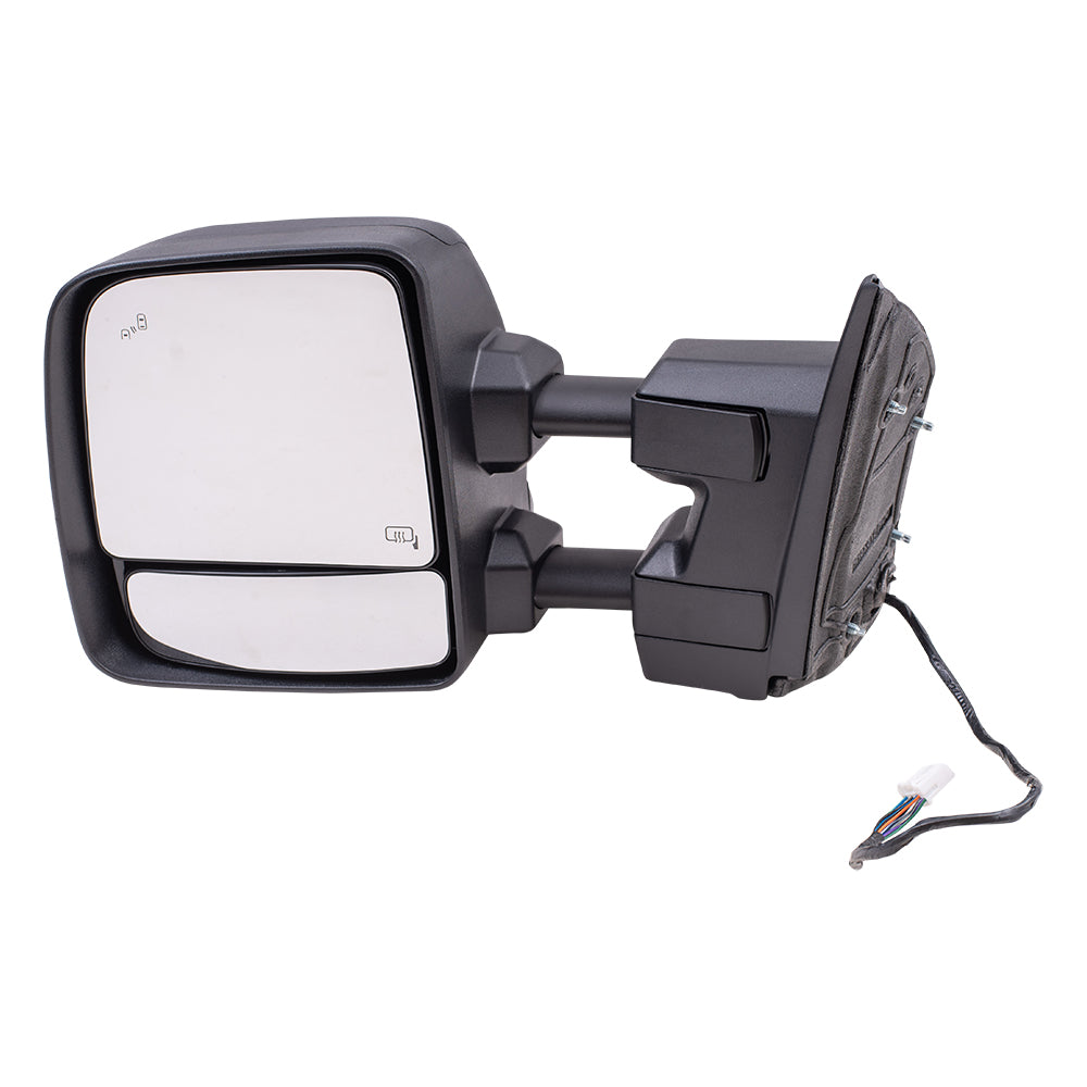 Brock Aftermarket Replacement Part Driver Side Power Tow Mirror Textured Black with Heat, Signal, Puddle Light & Blind Spot Detection Compatible with 2016-2019 Titan XD