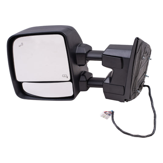 Brock Aftermarket Replacement Part Driver Side Power Tow Mirror Textured Black with Heat, Signal, Puddle Light, Blind Spot Detection & Memory Compatible with 2016-2019 Titan XD