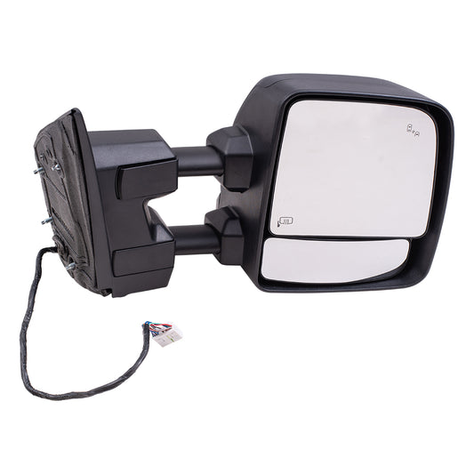 Brock Aftermarket Replacement Part Passenger Side Power Tow Mirror Textured Black with Heat, Signal, Puddle Light, Blind Spot Detection & Memory Compatible with 2016-2019 Titan XD