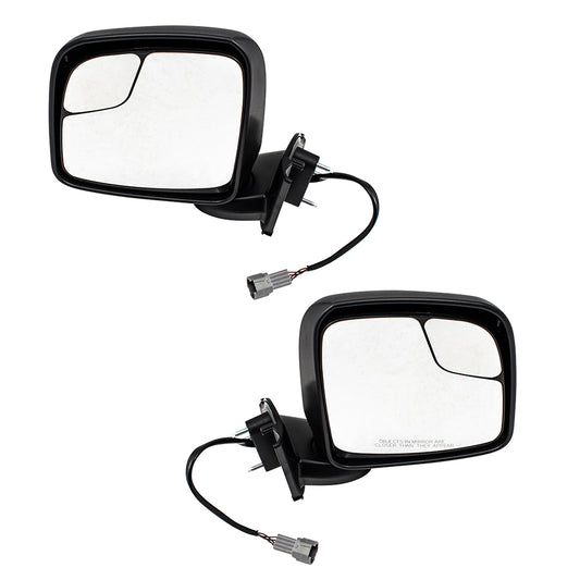 BROCK Pair Set Power Side View Mirrors Heated Spotter Glass Textured Compatible with 15-17 City Express 13-17 NV200 19317359 19317357 963023LM0D 963013LM0D