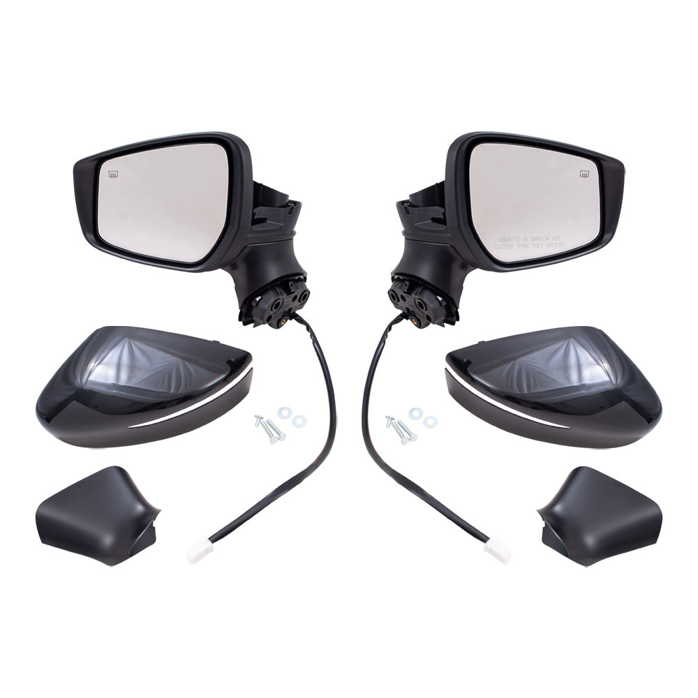 Brock Aftermarket Replacement Driver Left Passenger Right Power Mirror Set Textured Black with Heat-Signal Compatible with 2020-2023 Nissan Versa SR