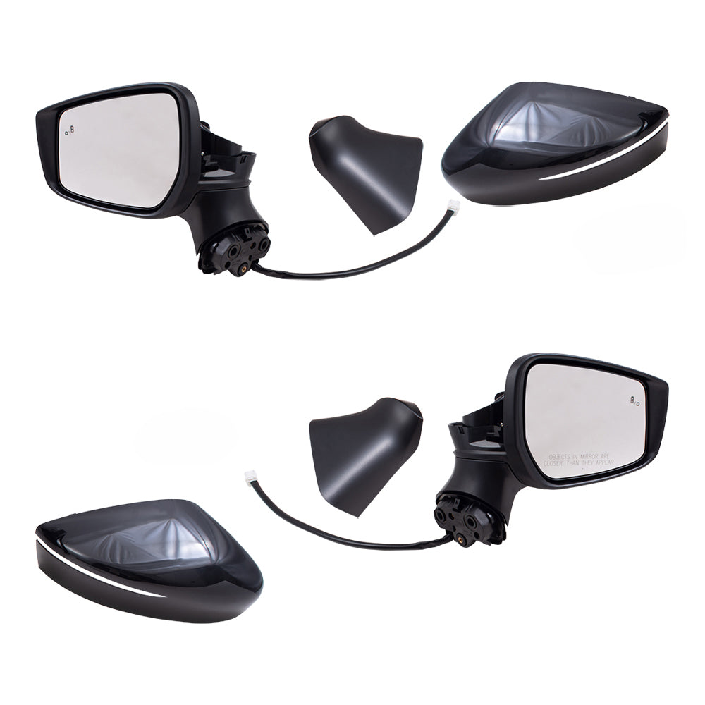 Brock Aftermarket Replacement Driver Left Passenger Right Power Mirror Set Paint to Match Black with Heat-Signal-Blind Spot Detection Compatible with 2020 Nissan Versa SV Sedan