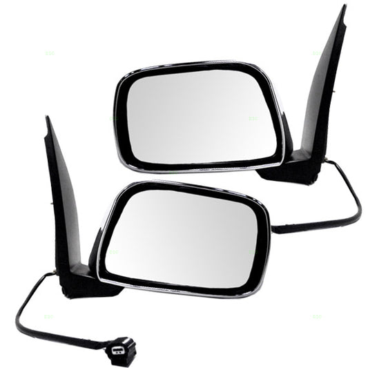 Replacement Pair Set Power Side View Mirrors w/ Chrome Covers Compatible with 2005-2017 Frontier 96302EA015 96301-EA015