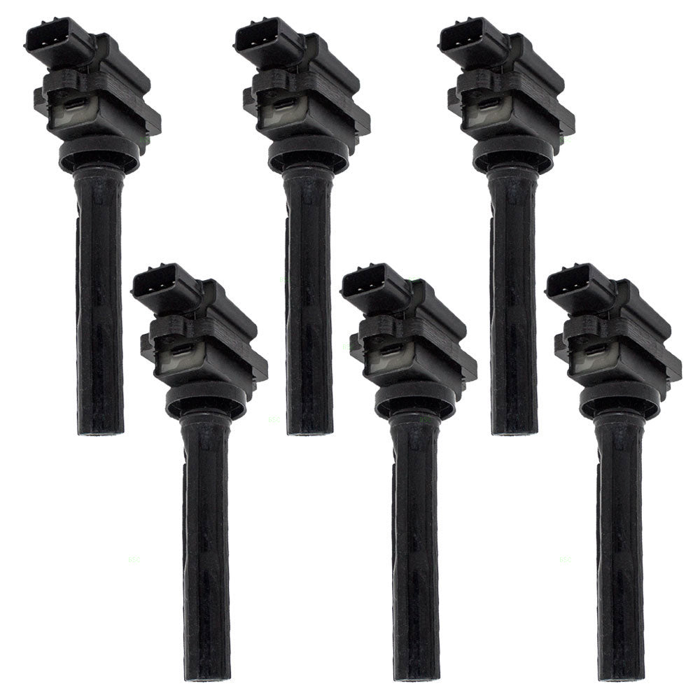 Brock Replacement 6 Piece Set Ignition Spark Plug Coils Compatible with Various Models 91177574 33410-77E22