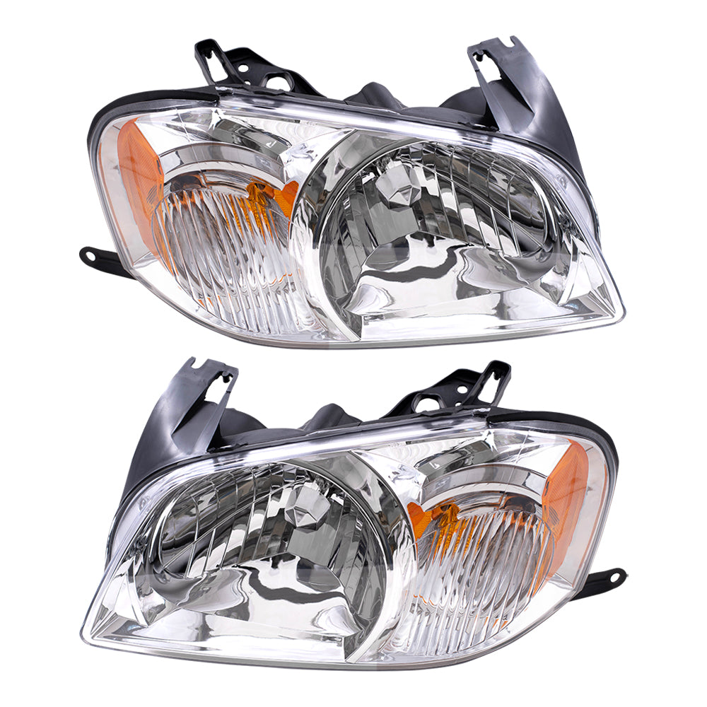 Brock Replacement Driver and Passenger Headlights Headlamps Compatible with 2005-2006 Tribute SUV EF9151040E EF9151030E