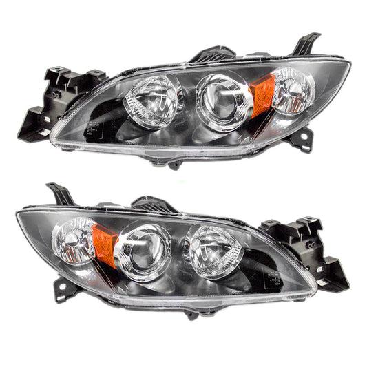 Brock Replacement Driver and Passenger Halogen Headlights Headlamps Compatible with 3 BN8P510L0D BN8P510K0D