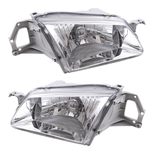 Brock Replacement Driver and Passenger Headlights Headlamps Compatible with 99-00 323 Protege BJ0E-51-040A-P1 BJ0E-51-030A