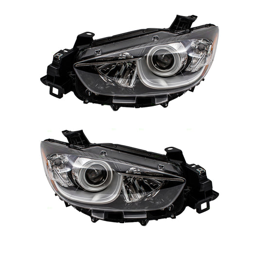 Brock Aftermarket Replacement Driver Left Passenger Right Halogen Combination Headlight Assembly Set Compatible With 2013-2016 Mazda CX-5