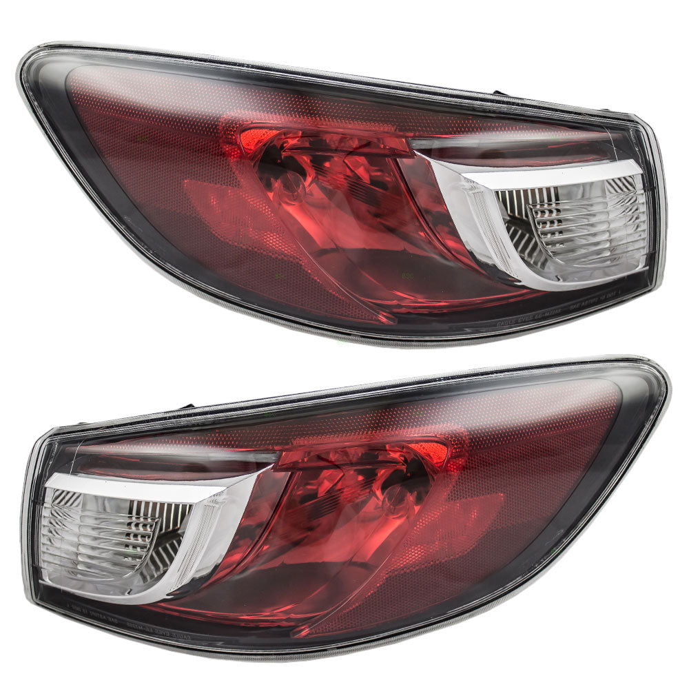 Brock Replacement Driver and Passenger Taillights Tail Lamps with Bulb Type Lenses Compatible with 10-13 Mazda3 Sedan BBM451160F BBM451150F