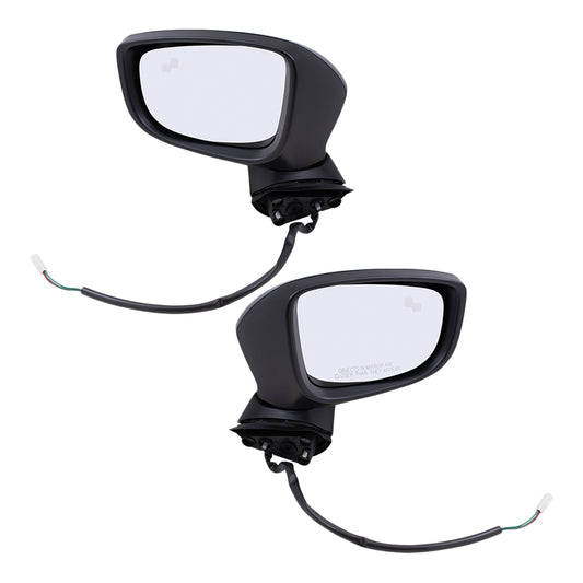 Replacement Set Power Mirrors w/ Blind Spot Detection Compatible with 2014 2015 2016 Mazda3