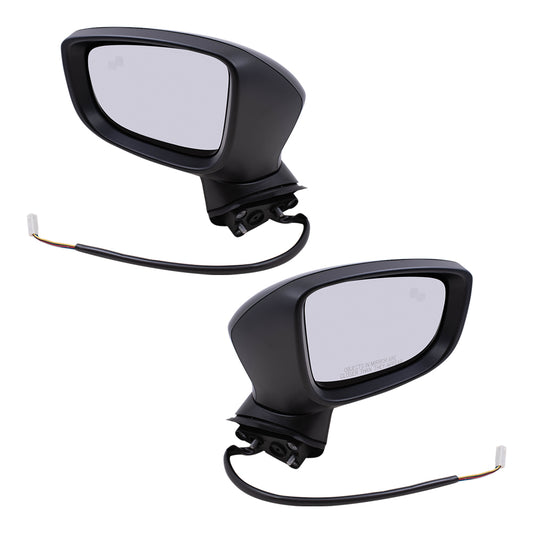 Replacement Set Power Mirrors w/ Signal Blind Spot Detection Compatible with 2014 2015 2016 Mazda3