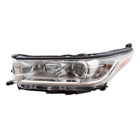 Brock Replacement Driver Halogen Headlight Smoked Chrome Accent Compatible with 2017-2019 Highlander