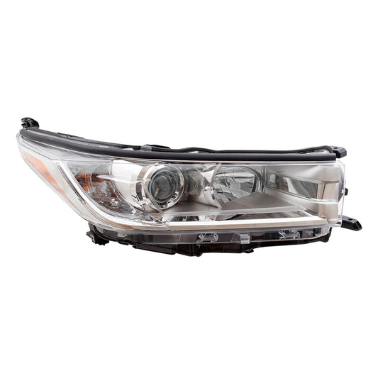 Brock Replacement Passenger Halogen Headlight Smoked Chrome Accent Compatible with 2017-2019 Highlander