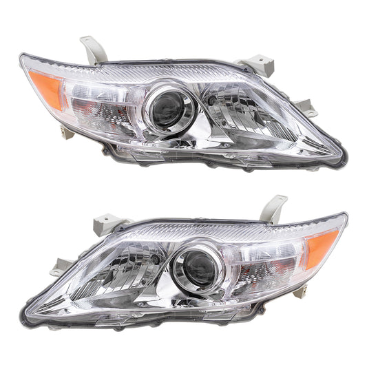 Brock Replacement Driver and Passenger Headlights Headlamps with Clear Lens Compatible with Camry 81150-06500 81110-06500