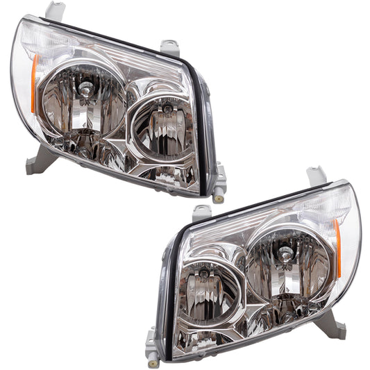 Brock Replacement Driver and Passenger Headlights Headlamps Compatible with 2003-2005 4Runner 81170-35400 81130-34520