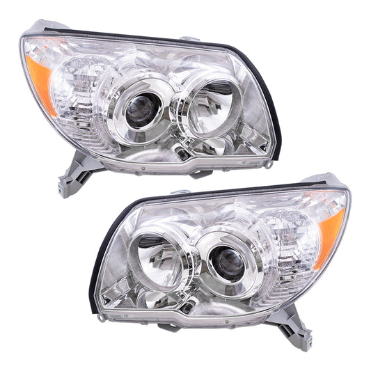 Brock Replacement Driver and Passenger Headlights Headlamps with Chrome Bezels Compatible with SUV 8117035421 8113035441