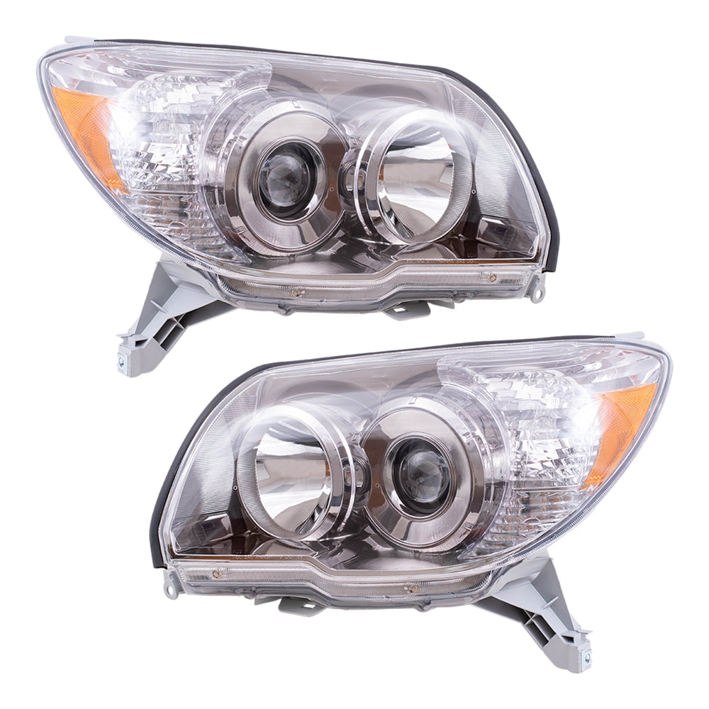 Brock Replacement Driver and Passenger Headlights Headlamps with Smoked Bezels Compatible with 2006-2009 4Runner SUV 81170-35451 81130-35471