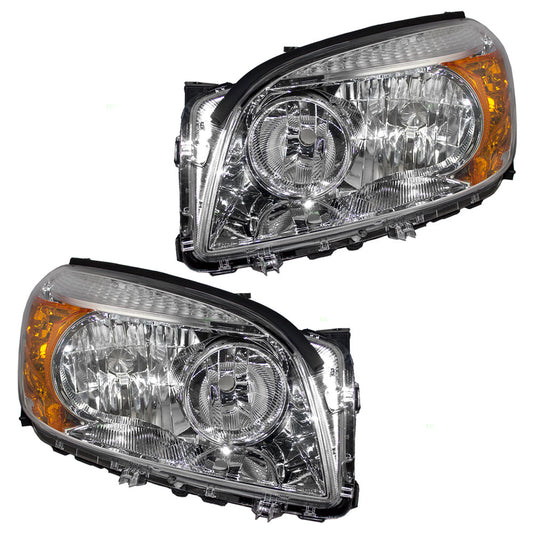 Brock Replacement Driver and Passenger Headlights Headlamps with Chrome Bezels Compatible with 2006-2008 Rav4 SUV 8117042331 8113042331