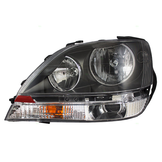 Brock Replacement Drivers Halogen Headlight Headlamp with Black Bezel Compatible with RX300 8115048031